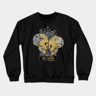 Gold Tarot Lovers Skull Card Crewneck Sweatshirt